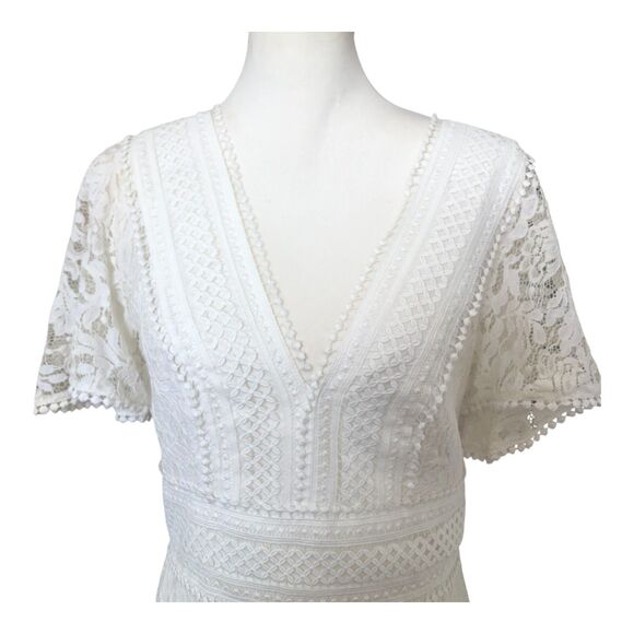 Eliza J $188 V-Neck Lace Flounce‎ Sleeve Cocktail Party Wedding Guest Dress 6 - Picture 8 of 16